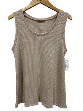 Blumin Apparel Wonder Tank Top Large Waffle Knit Sleeveless Cozy Tan Neutral NEW